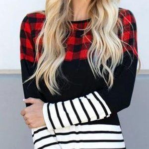 NWOT Plaid Striped Long Sleeve Shirt